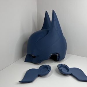 Blue Bat Shaped Cowl For Display Only.